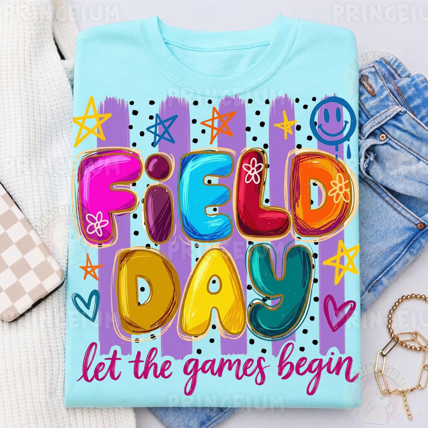 Field Day Let The Games Begin Sublimation Design PNG | Colorful School Field Day Digital Download