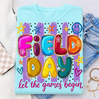 Field Day Let The Games Begin Sublimation Design PNG | Colorful School Field Day Digital Download