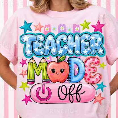 Teacher Mode On PNG, Cute Teacher Shirt Design, Back To School Graphic, Preppy Teacher Sublimation