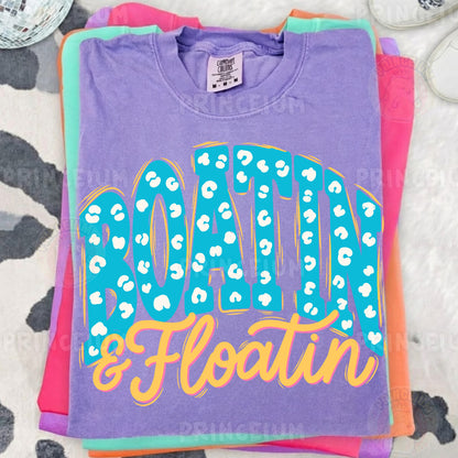 Boatin & Floatin Sublimation Design PNG | Leopard Print Lake Life Digital Download
