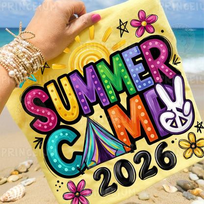 Summer Camp 2026 Sublimation Design PNG  Colorful Retro Summer Camp Digital Download