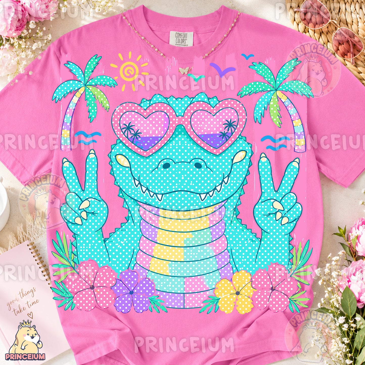 Cool Alligator Peace Sign Sublimation Design PNG Tropical Summer Digital Download NEW26