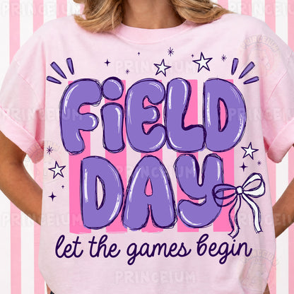 Field Day Let The Games Begin Sublimation Design PNG | Purple Bow School Field Day Digital Download