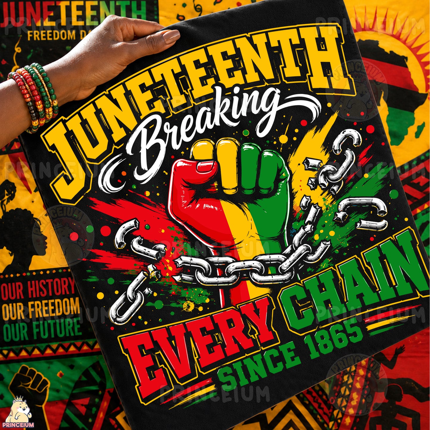 Juneteenth Breaking Every Chain Sublimation Design PNG Freedom Day 1865 Digital Download