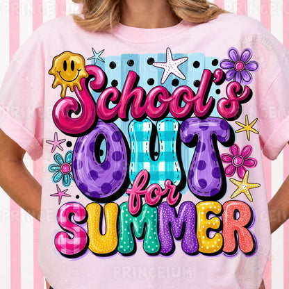 School’s Out For Summer PNG, Summer Vacation Shirt Design, Retro Teacher Sublimation