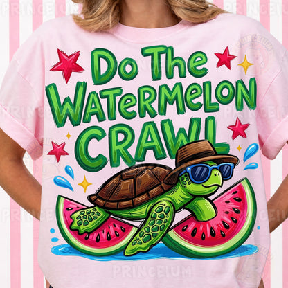 Do The Watermelon Crawl Sublimation Design PNG Turtle Watermelon Summer Digital Download