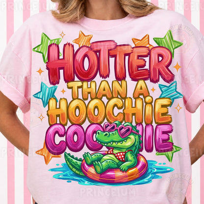 Hotter Than A Hoochie Coochie Sublimation Design PNG | Funny Alligator Pool Float Digital Download