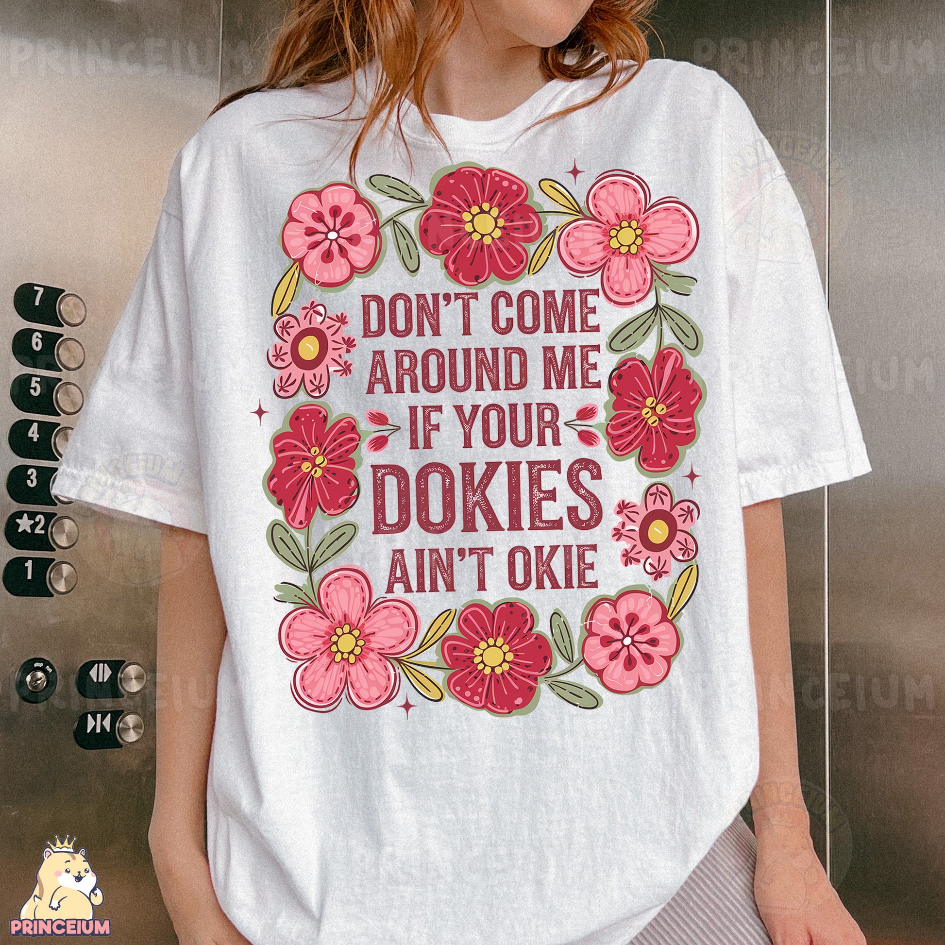 a woman wearing a t - shirt that says don't come around me if