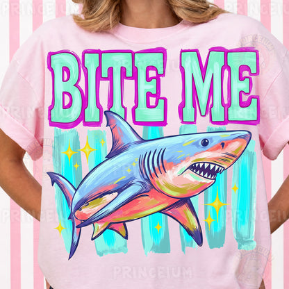 Bite Me Shark PNG, Funny Summer Beach Shirt Design, Shark Sublimation Graphic