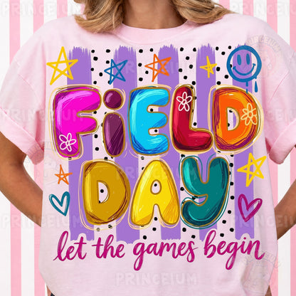 Field Day Let The Games Begin Sublimation Design PNG | Colorful School Field Day Digital Download