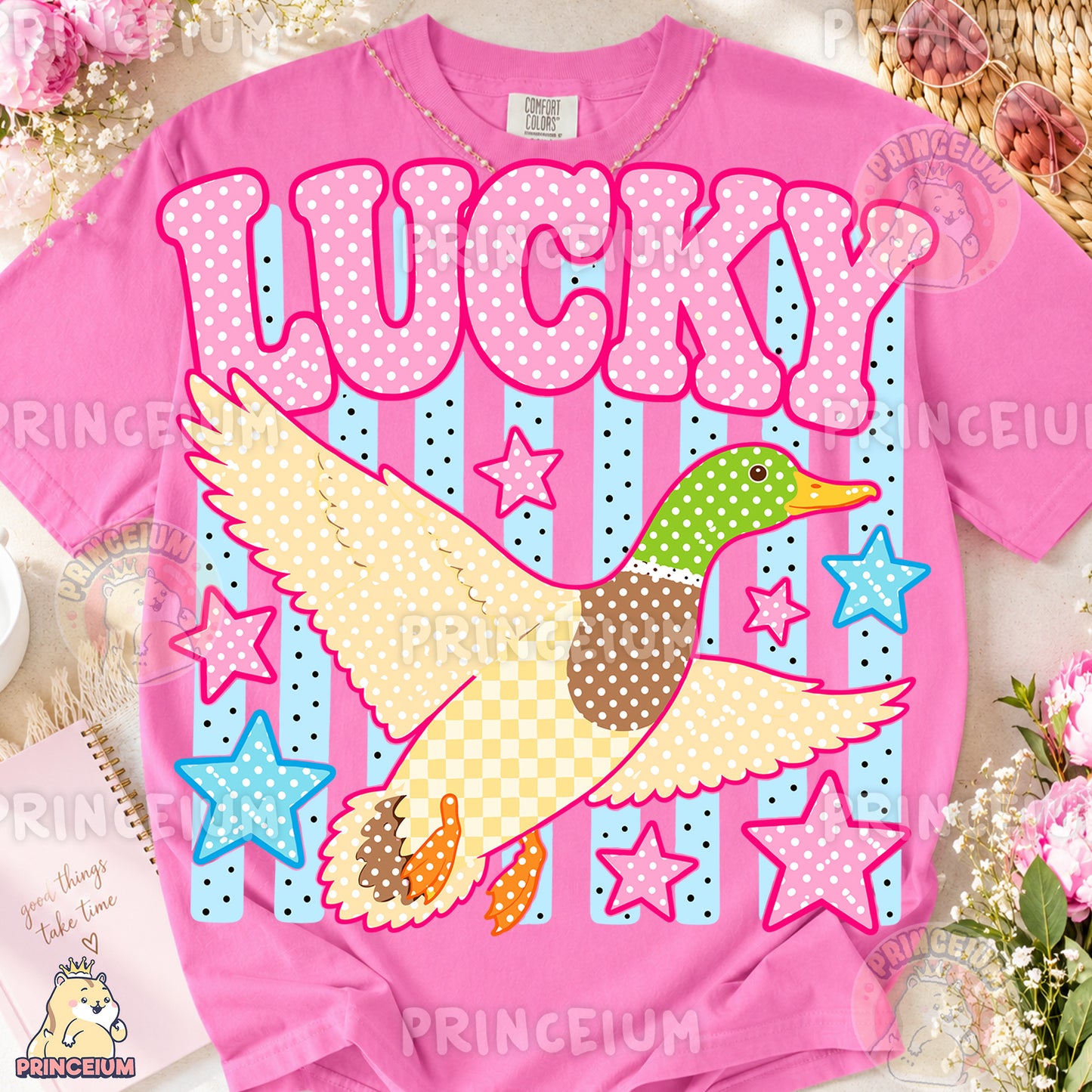 Lucky Duck Sublimation Design PNG Mallard Duck Digital Download NEW26
