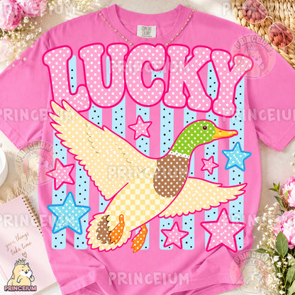 Lucky Duck Sublimation Design PNG Mallard Duck Digital Download NEW26