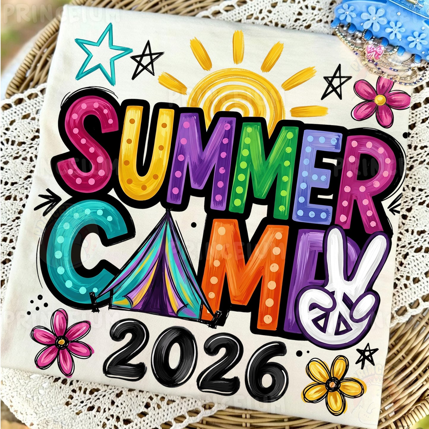 Summer Camp 2026 Sublimation Design PNG  Colorful Retro Summer Camp Digital Download
