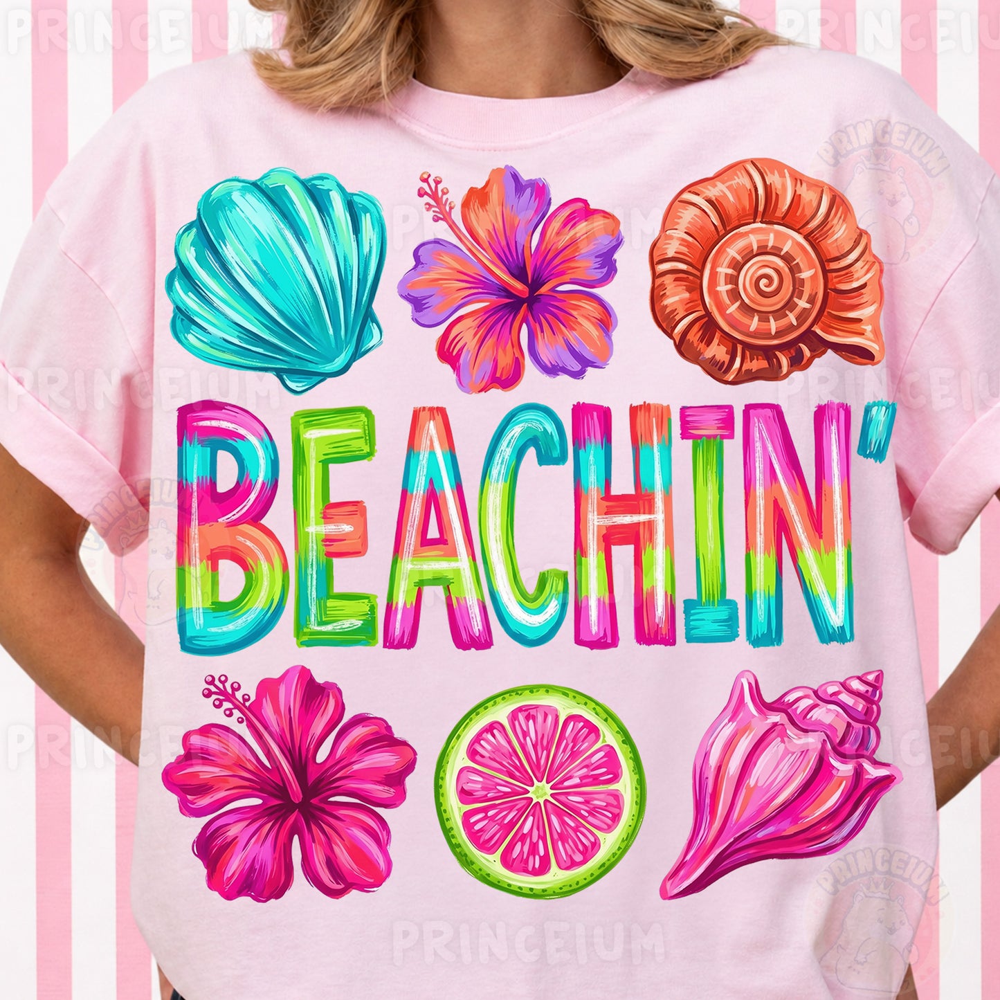 Beachin PNG, Tropical Summer Shirt Design, Cute Coastal Graphic, Retro Beach Sublimation