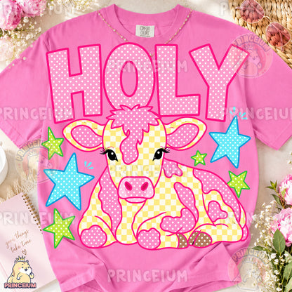 Holy Cow Sublimation Design PNG Pink Cow Digital Download NEW26