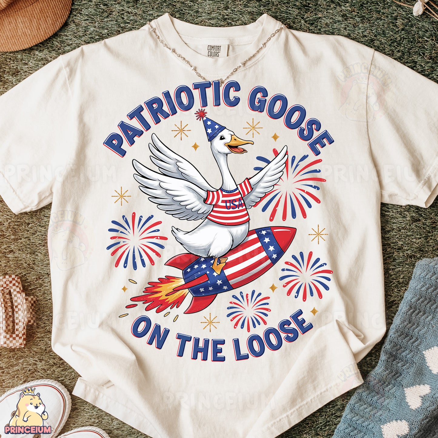a patriotic goose on the loose t - shirt