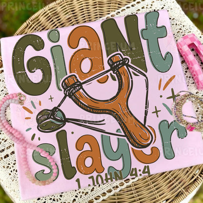 Giant Slayer Sublimation Design PNG | Christian Slingshot 1 John 4:4 Digital Download