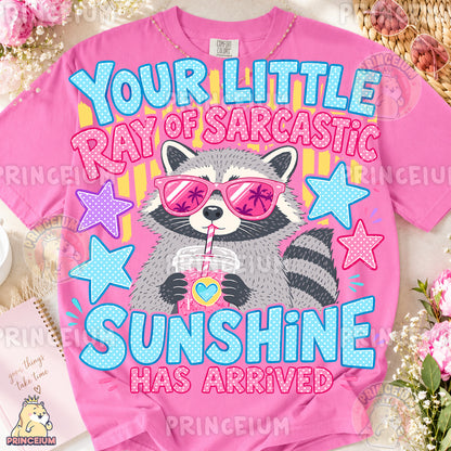 Your Little Ray of Sarcastic Sunshine Sublimation Design PNG Raccoon Digital Download NEW26