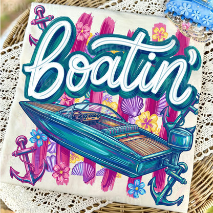 Boatin’ Sublimation Design PNG | Nautical Boat Summer Digital Download
