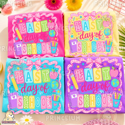 Last Day of School Sublimation Design PNG Teacher Gingham Bow Digital Download NEW26