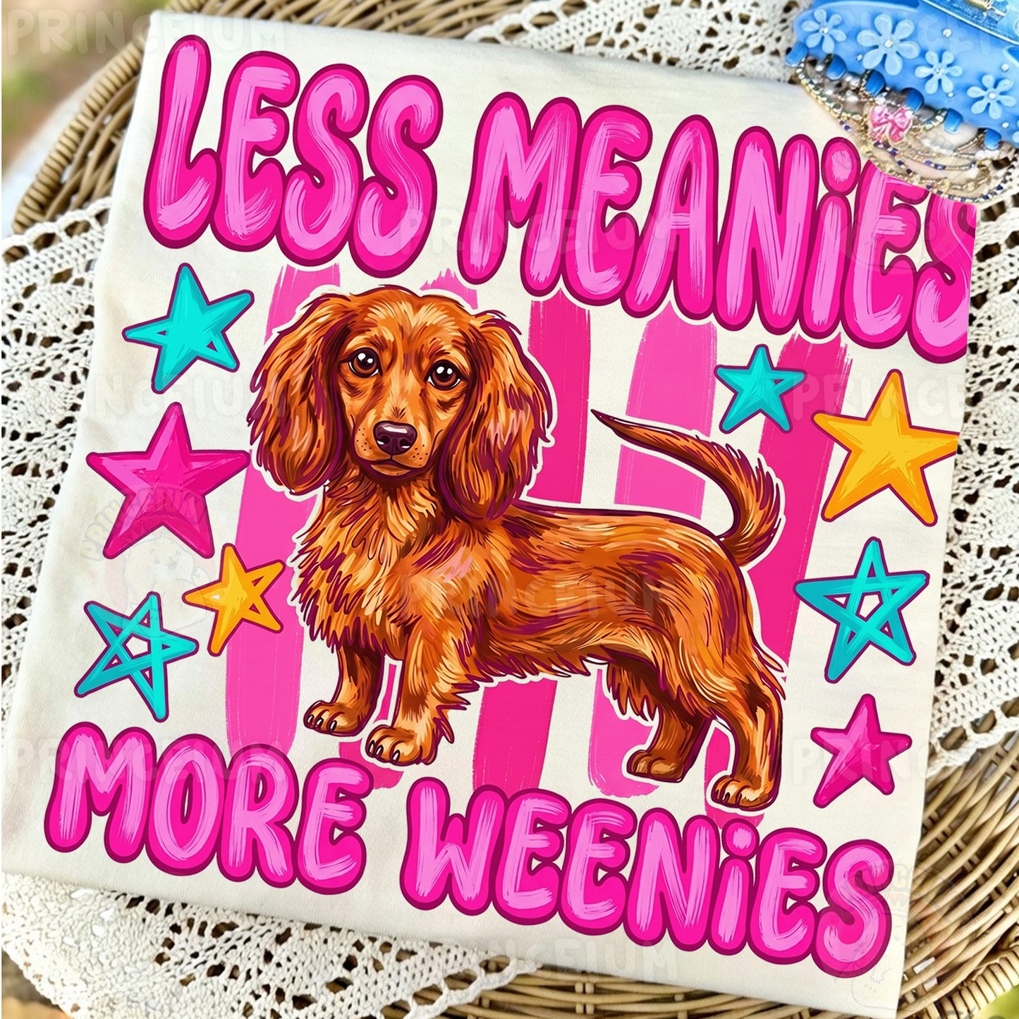 Less Meanies More Weenies Sublimation Design PNG  Dachshund Dog Digital Download