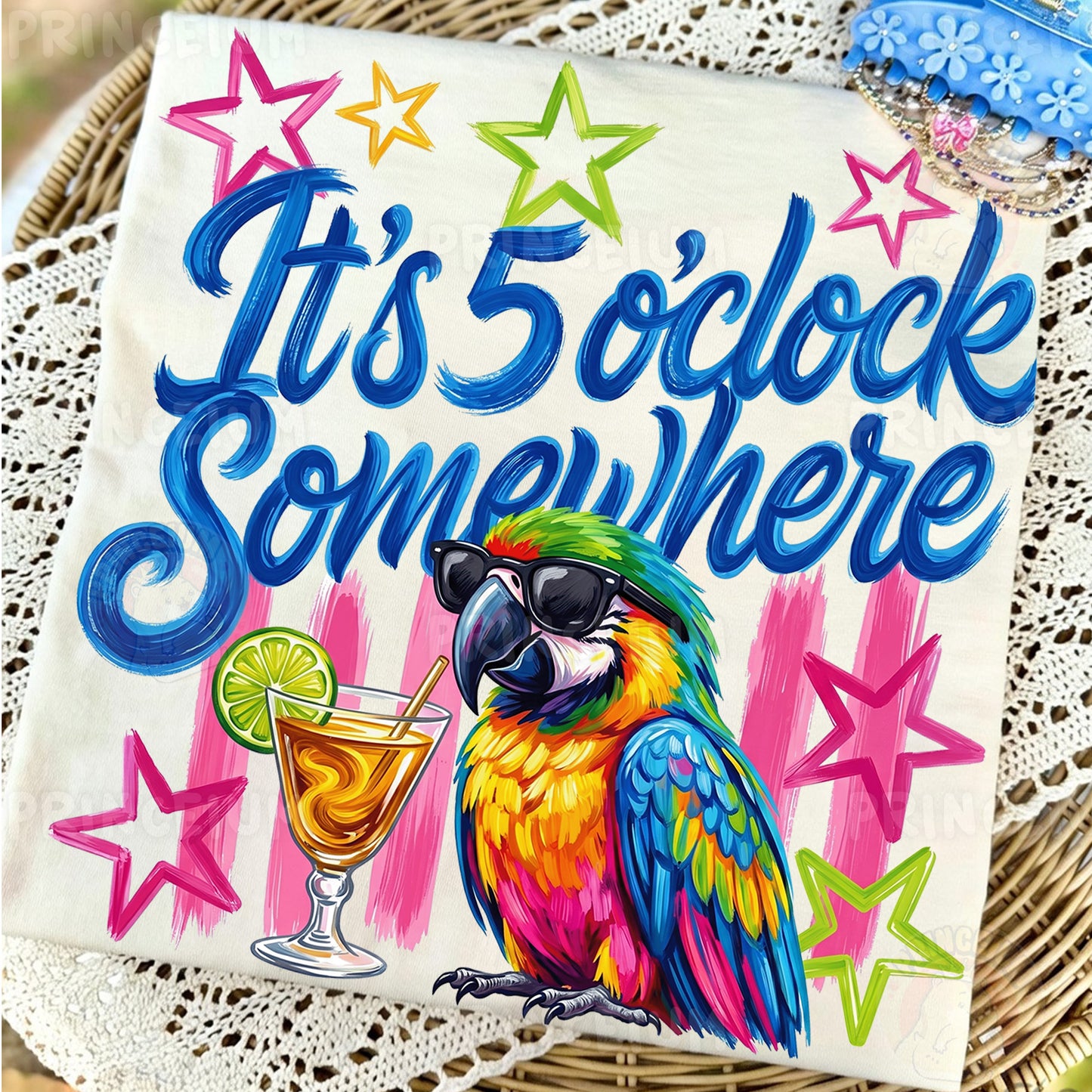 It's 5 O'Clock Somewhere PNG - Funny Parrot Sublimation Design for Shirts