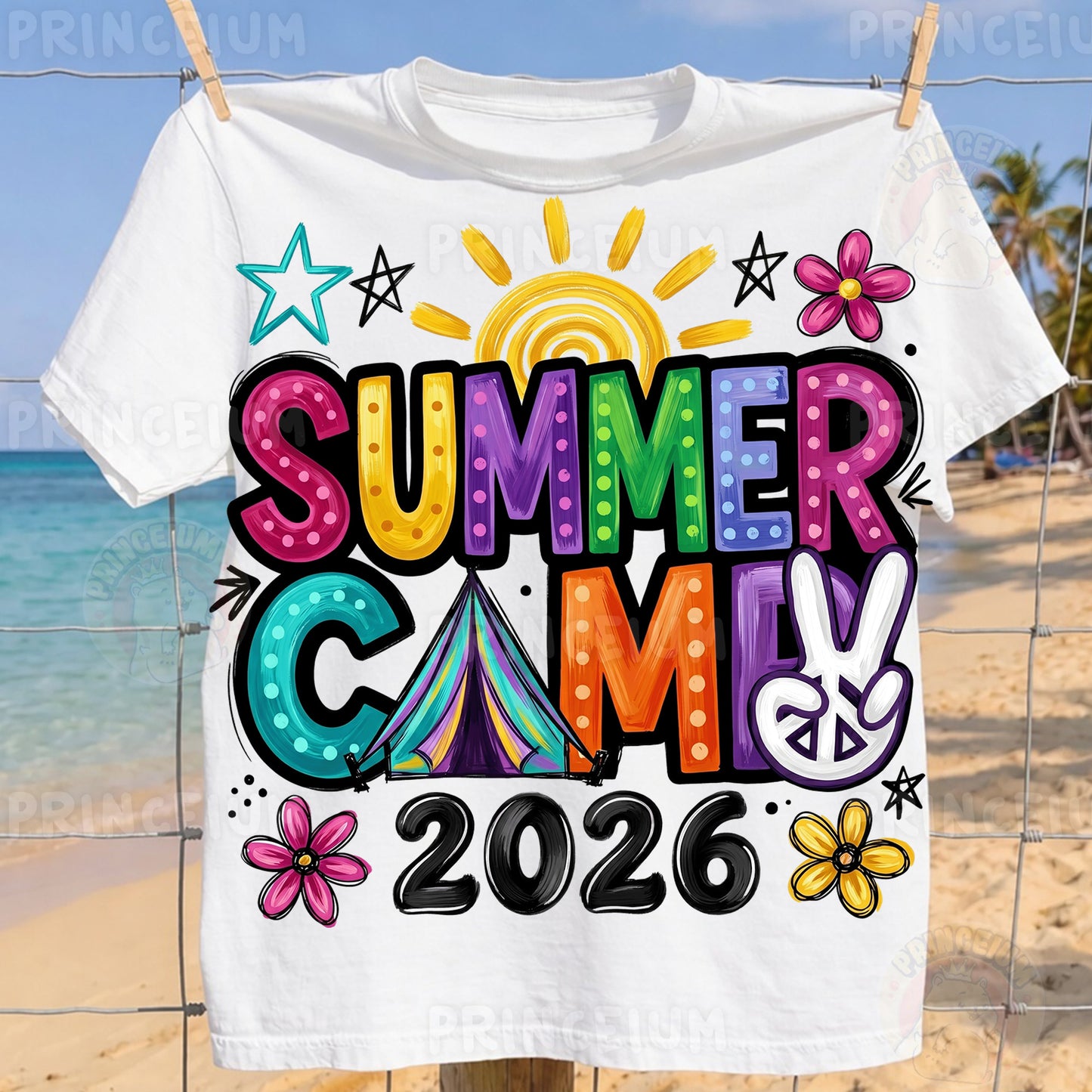 Summer Camp 2026 Sublimation Design PNG  Colorful Retro Summer Camp Digital Download