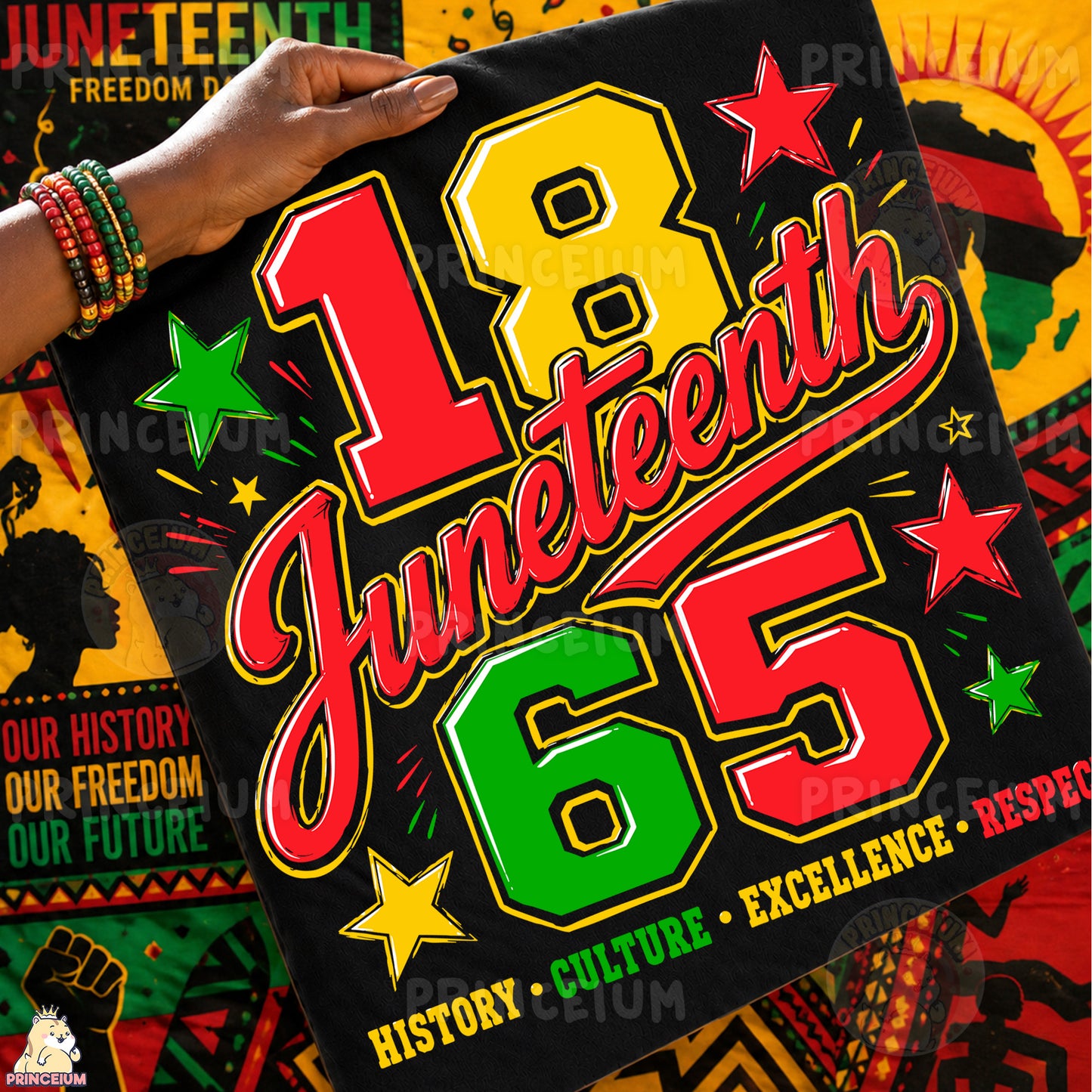 1865 Juneteenth History Culture Excellence Respect Sublimation Design PNG Freedom Day Digital Download