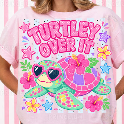 Turtley Over It Sublimation Design PNG Cute Turtle Heart Sunglasses Digital Download
