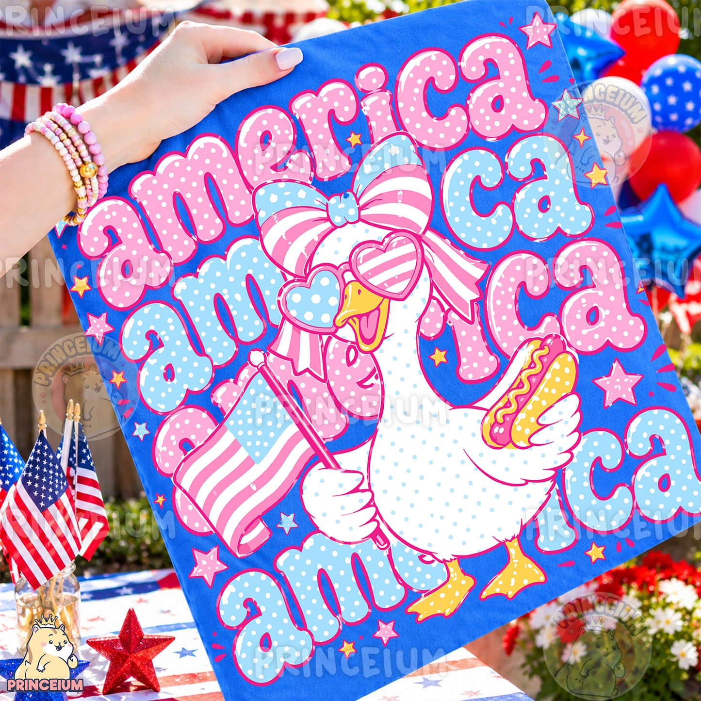 America Goose Hotdog Sublimation Design PNG Patriotic 4th of July Digital Download NEW26