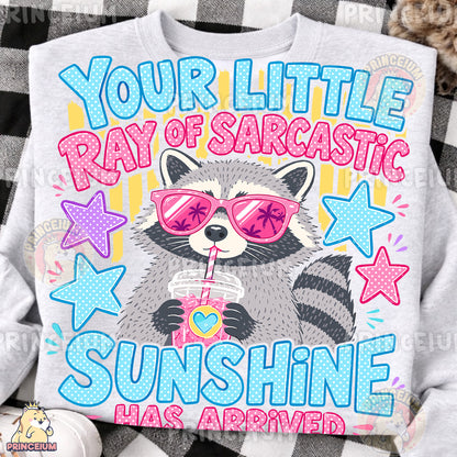 Your Little Ray of Sarcastic Sunshine Sublimation Design PNG Raccoon Digital Download NEW26