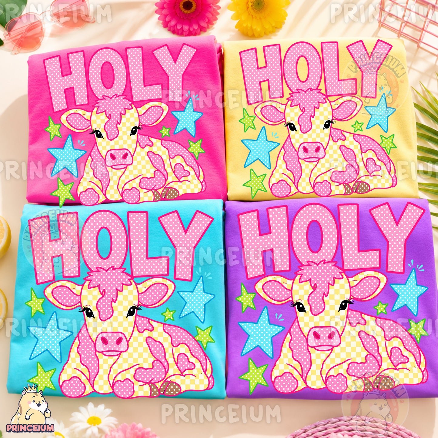 Holy Cow Sublimation Design PNG Pink Cow Digital Download NEW26