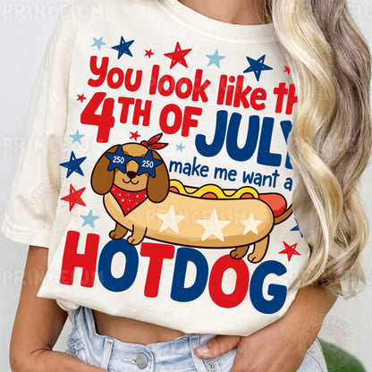 You Look Like The 4th Of July Make Me Want A Hotdog Sublimation Design PNG | Funny Dachshund Patriotic Digital Download