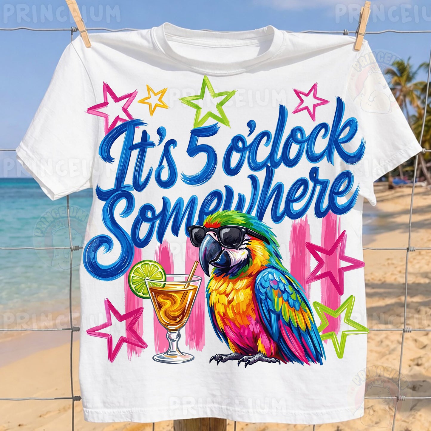 It's 5 O'Clock Somewhere PNG - Funny Parrot Sublimation Design for Shirts