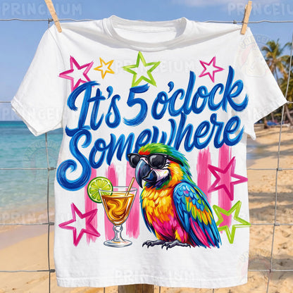 It's 5 O'Clock Somewhere PNG - Funny Parrot Sublimation Design for Shirts