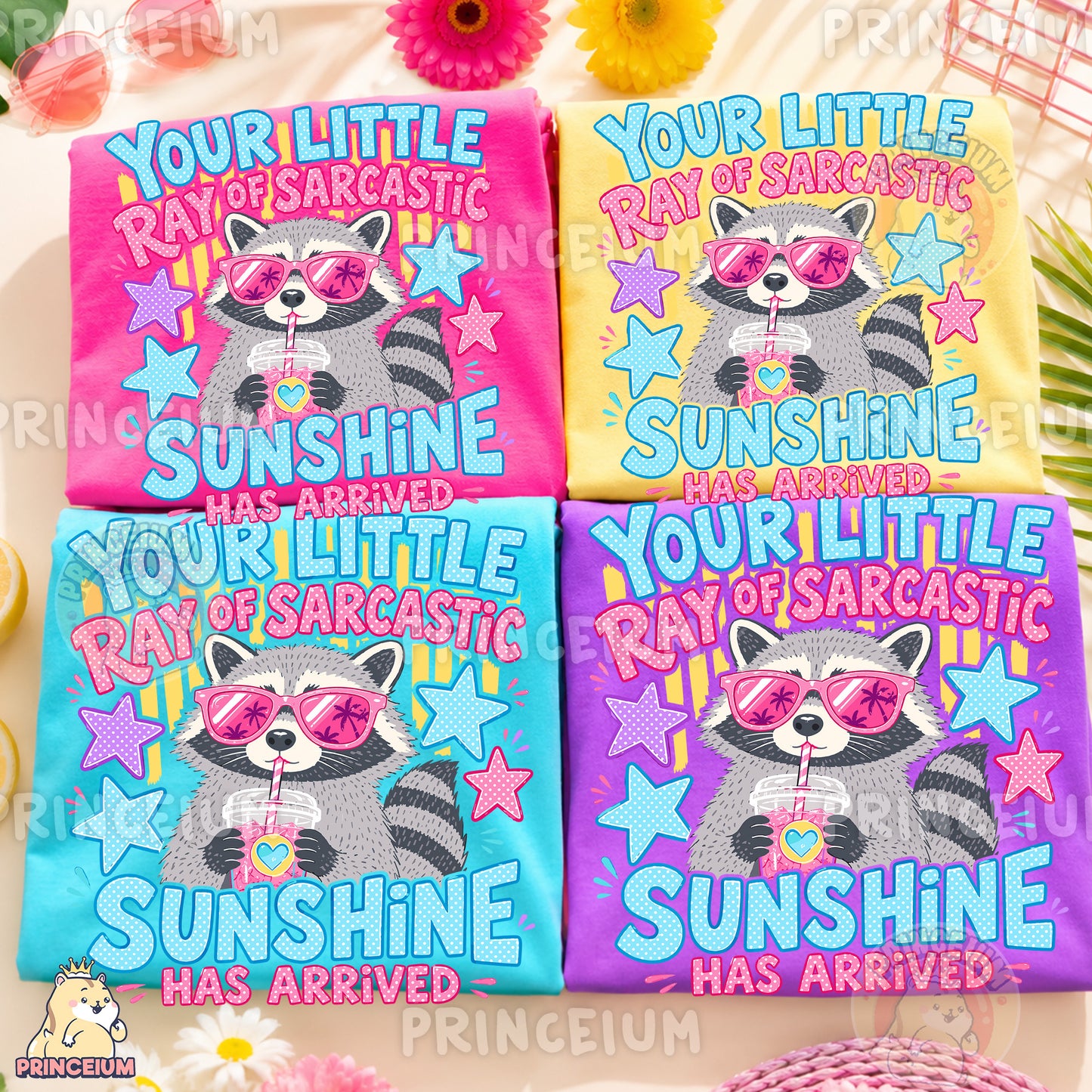 Your Little Ray of Sarcastic Sunshine Sublimation Design PNG Raccoon Digital Download NEW26