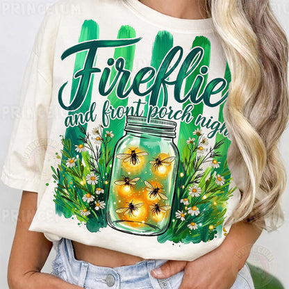 Fireflies and Front Porch Nights PNG, Country Summer Shirt Design, Rustic Mason Jar Sublimation