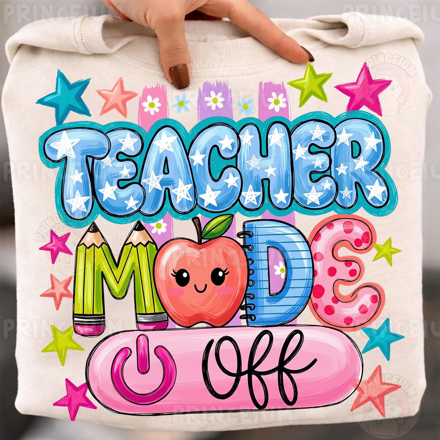 Teacher Mode On PNG, Cute Teacher Shirt Design, Back To School Graphic, Preppy Teacher Sublimation