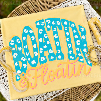 Boatin & Floatin Sublimation Design PNG | Leopard Print Lake Life Digital Download