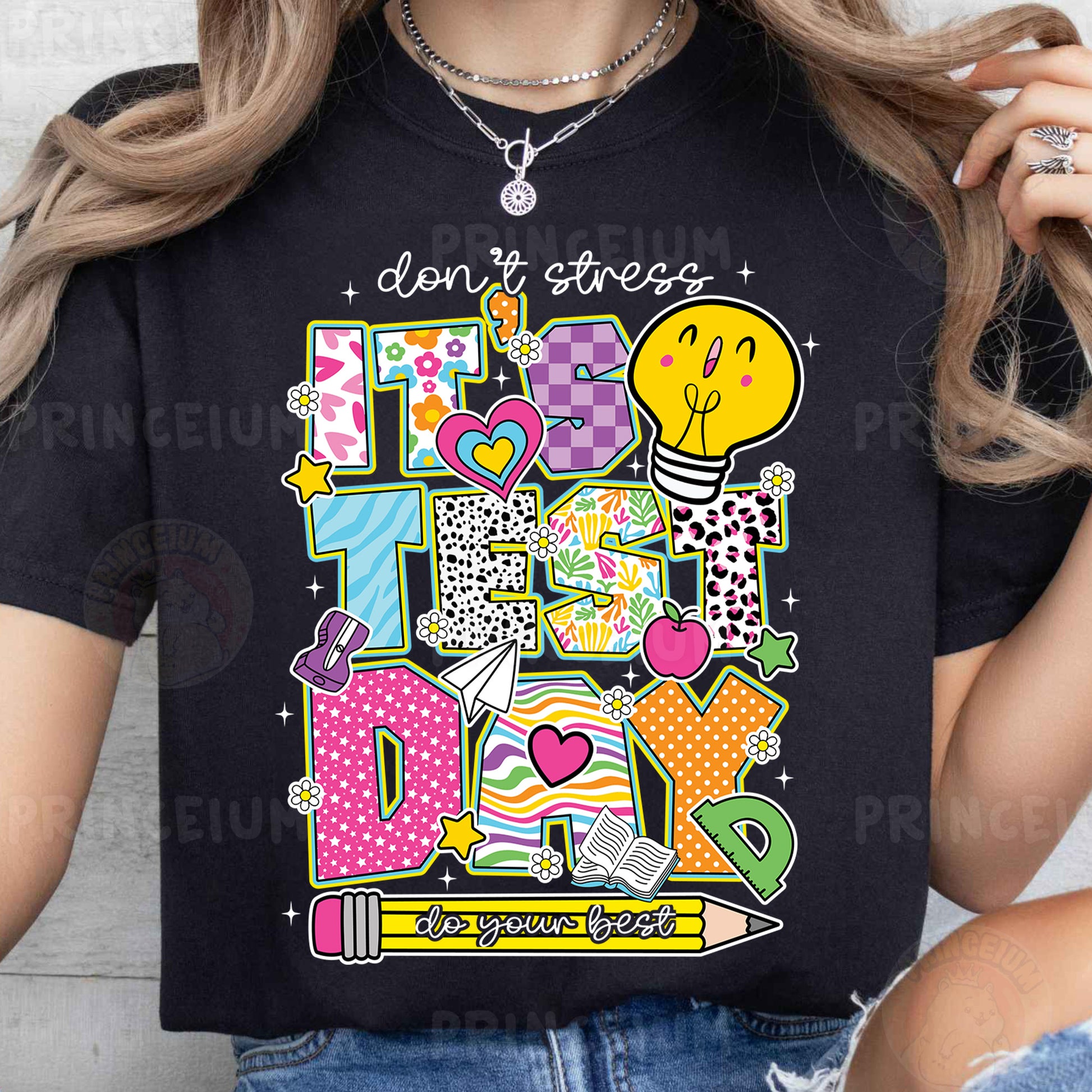 a woman wearing a black t - shirt that says don't forget