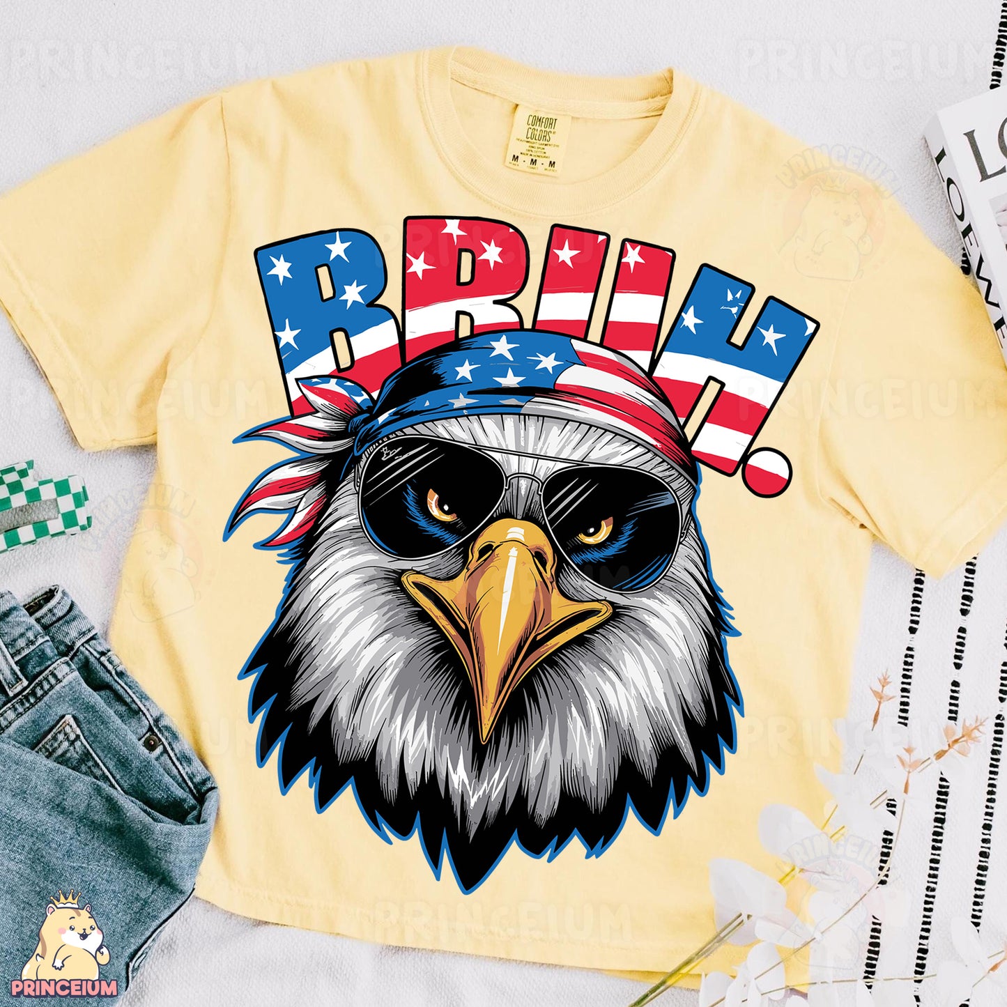 a t - shirt with an eagle wearing a bandana