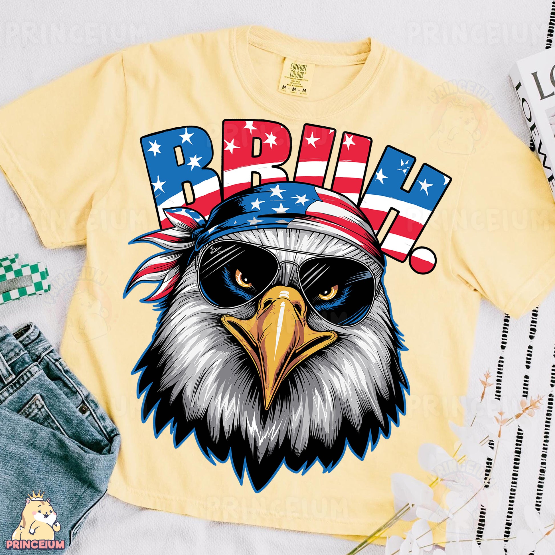 a t - shirt with an eagle wearing a bandana