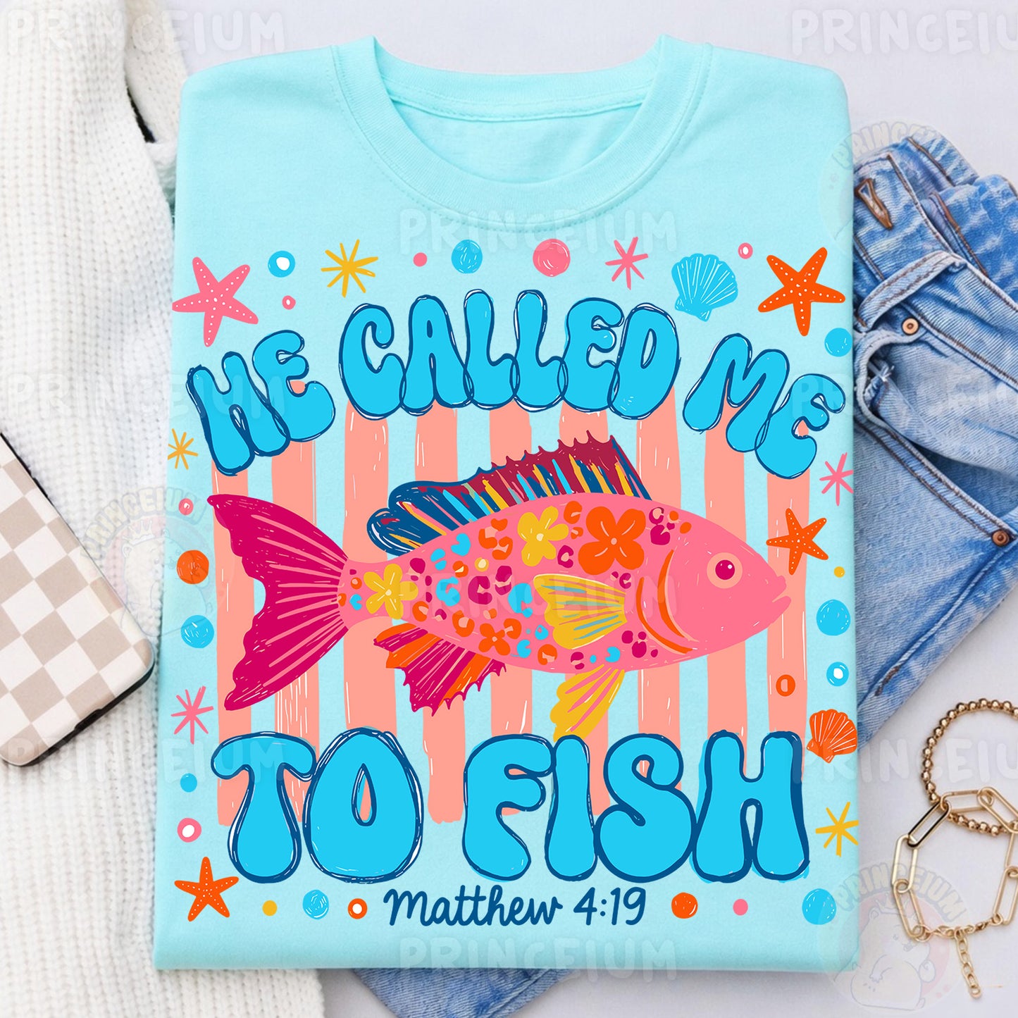 He Called Me To Fish Sublimation Design PNG | Christian Fishing Matthew 4:19 Digital Download