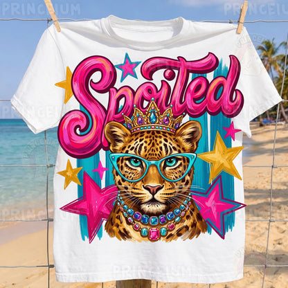 Spoiled Sublimation Design PNG  Glam Leopard with Crown Digital Download