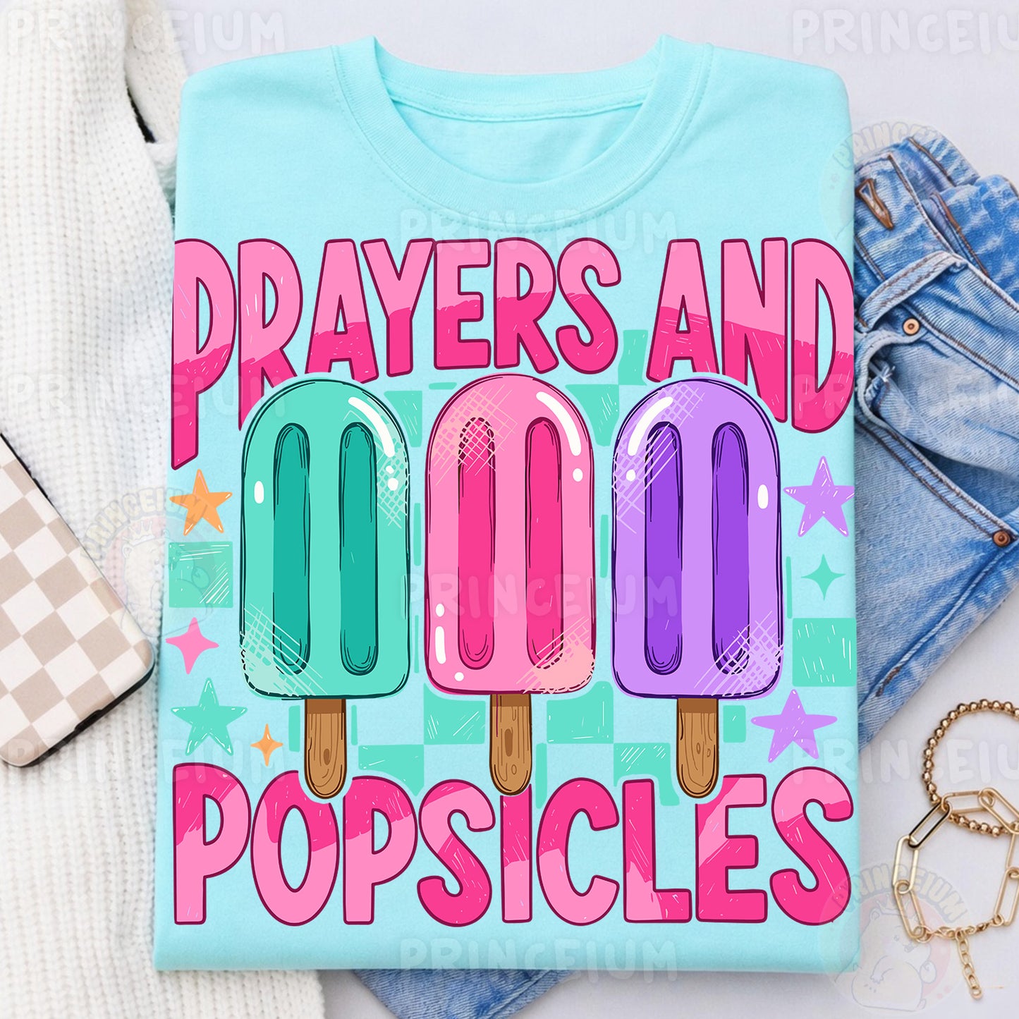Prayers and Popsicles Sublimation Design PNG | Cute Christian Summer Digital Download