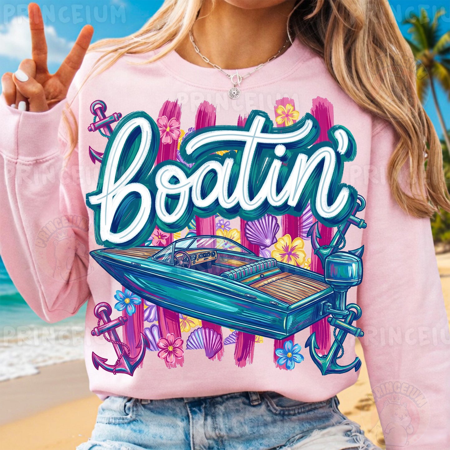 Boatin’ Sublimation Design PNG | Nautical Boat Summer Digital Download