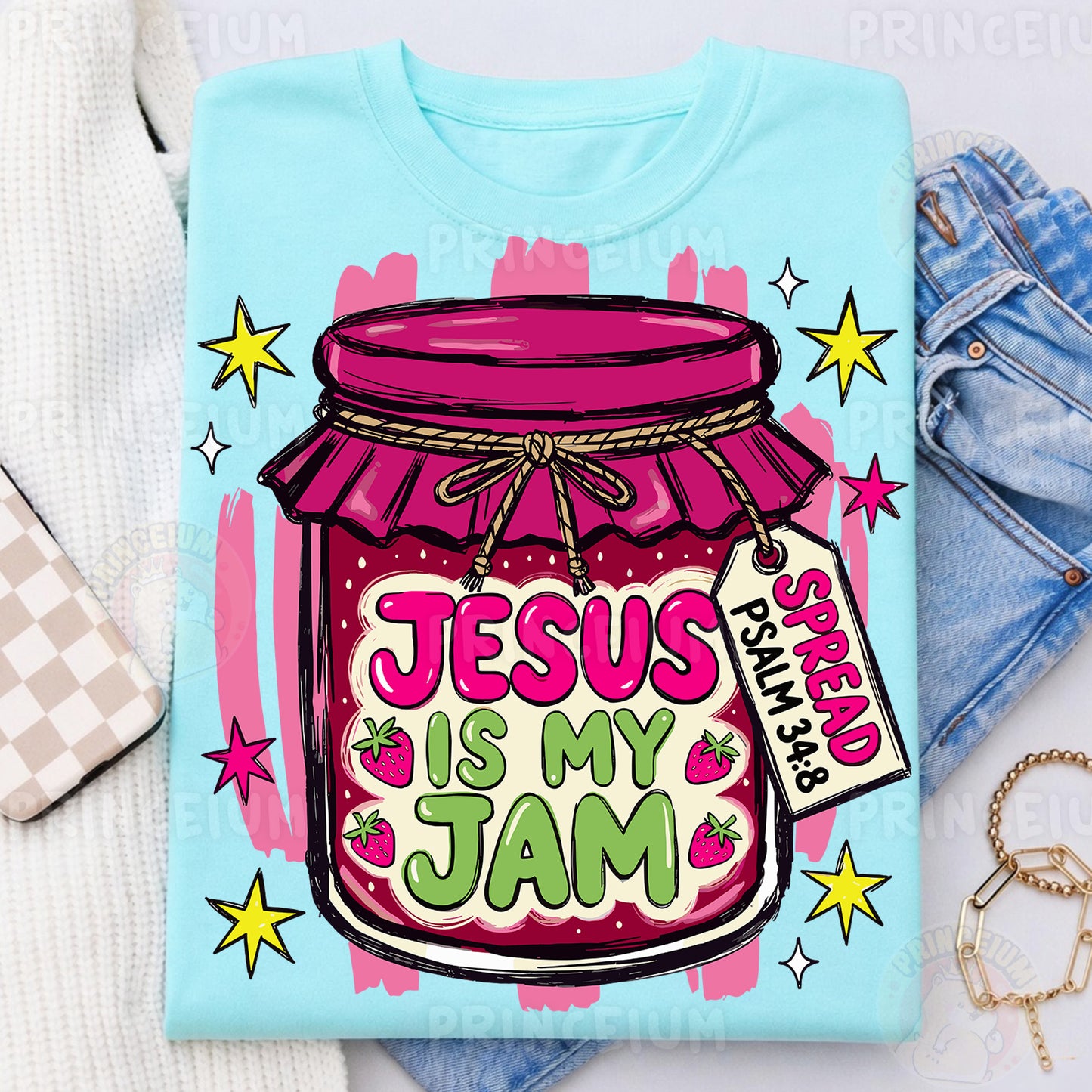 Jesus Is My Jam Sublimation Design PNG Christian Strawberry Jam Jar Digital Download