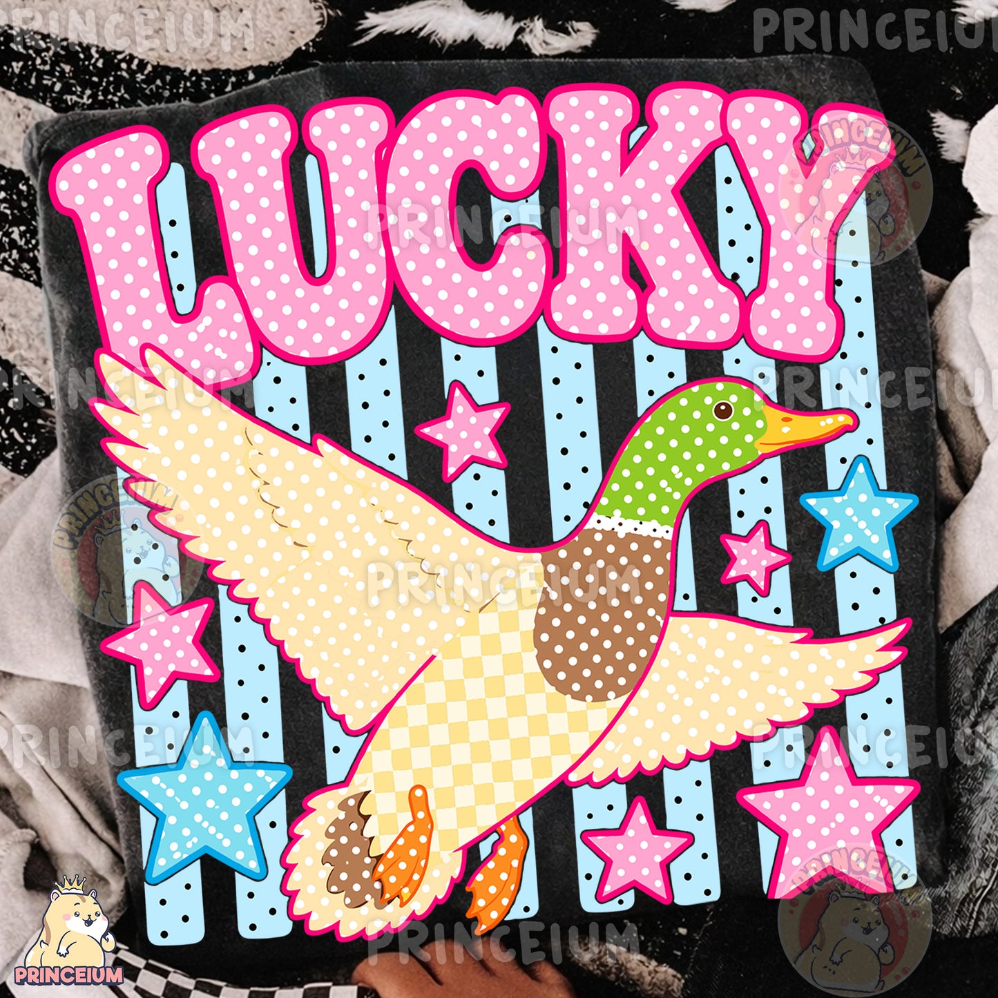 Lucky Duck Sublimation Design PNG Mallard Duck Digital Download NEW26