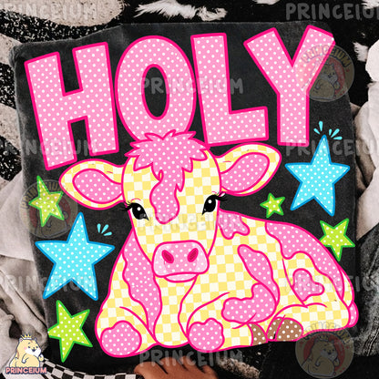 Holy Cow Sublimation Design PNG Pink Cow Digital Download NEW26