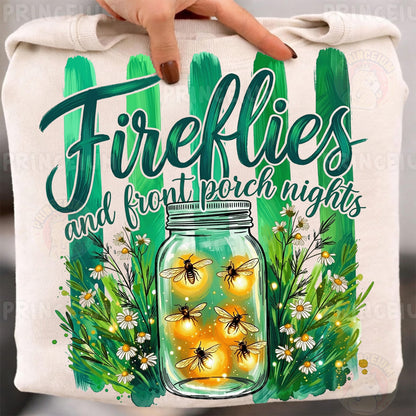 Fireflies and Front Porch Nights PNG, Country Summer Shirt Design, Rustic Mason Jar Sublimation